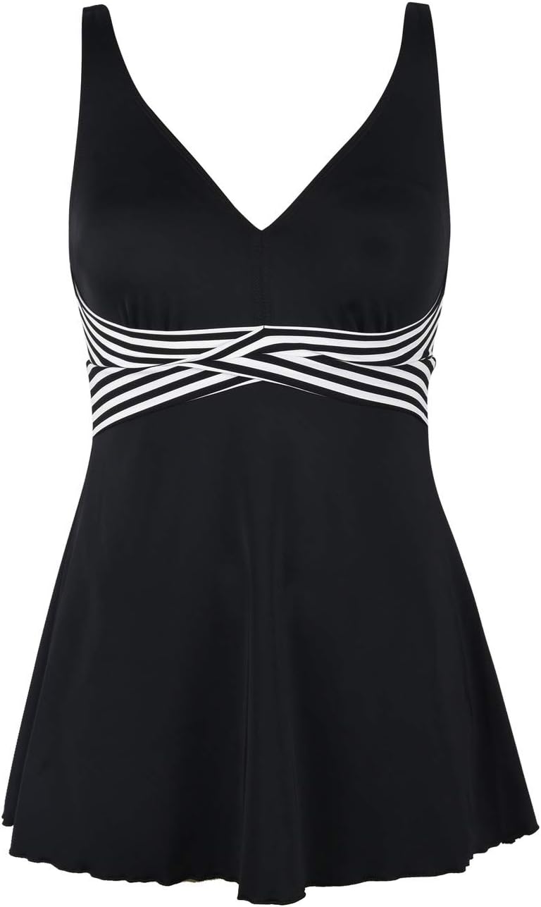 Septangle One Piece Swim Dress Swimsuits for Women Plus Size Bathing Suits V Neck Tummy Control Swimwear