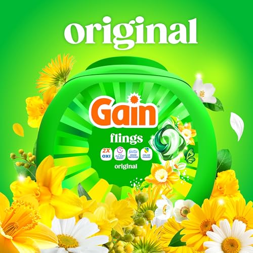 Gain Flings Liquid Washing Detergent Pods, Now with Odor Defense + Color Guard, Original Scent, 4-In-1 Liquid Laundry Detergent Pacs, Clean & Fresh, 112 Count (Packaging May Vary) - image 6
