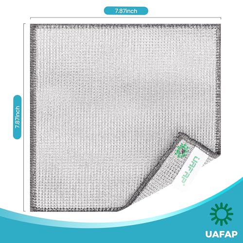 UAFAP 12 PCS Non Scratch Wire Dishcloth, Cleans Fast Without Scratching, Stands Up to Stuck-on Grime, Multi-Surface Safe, Wire Dishwashing Rag Cleaning Power for Everyday Jobs 7.87“ x 7.87”