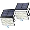 JACKYLED Motion Solar Lights Outdoor, 113 LED Cool White Bright 2 Pack