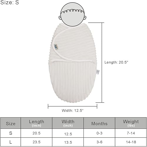 Miniatura 5 de BlueSnail Manta para bebé recién nacido, manta de recepción fácil de envolver, cómoda y suave (S,0-3 meses, blanco)