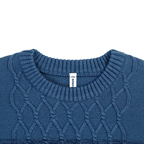 BOBOYOYO Boys Sweaters 100% Cotton Cable Knit Stripe Sweater Kids Crew Neck Pullover Toddler School Uniform Child Casual Top3