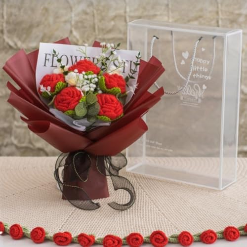 Bouquet de roses au crochet rose déco de table élégante et harmonieuse