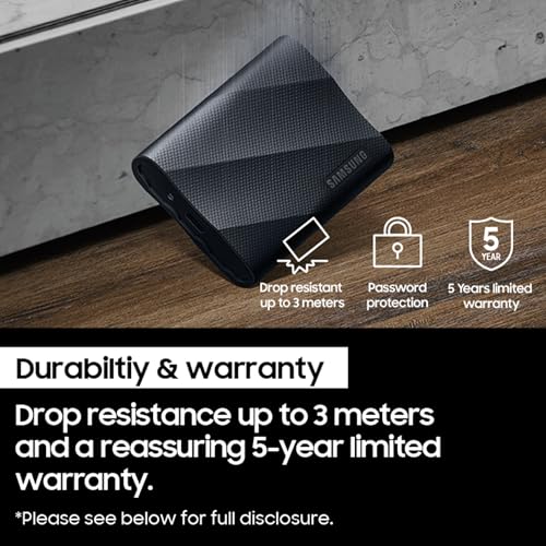Samsung T9 Portable External SSD 1TB, USB 3.2, Speed up to 2,000 MB/s Read Speed, Storage for Professional Creators - videographers, Graphic Designers, Artists, MU-PG1T0B/WW, Black view 2