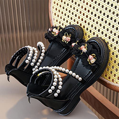 Girls' Sandals Summer Children's Soft Sole Shoes Fashion Girls' Pearl Flower Decoration Princess Soccer Slide Sandals3