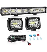 Avenemark 20 Inch 420W LED Light Bar, Triple Row Flood Spot