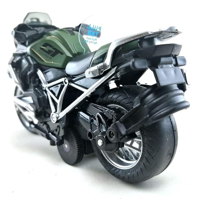 Image of FEXXA Police Motorcycle Toy - Pull Back Motorcycle Toys, Tiny Gift with Music Lighting, Latte Motorcycles Toy for Kids Boys Age 3-8 Year Old [NEW] (TOURTER Bike -Green)