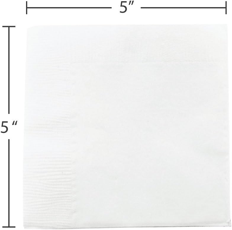 JAM PAPER Small Beverage Napkins - 5 x 5 - White - 100/Pack