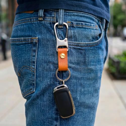Image of THE MEN THING - Stylish Multicolor Stainless Steel Keychain for Men & Boys (ROGUE CLIP BROWN)