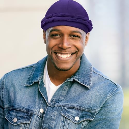 Image of 4 Pcs Satin Lined Turban Head Wraps for Men, Turban Head Scarf for Hair