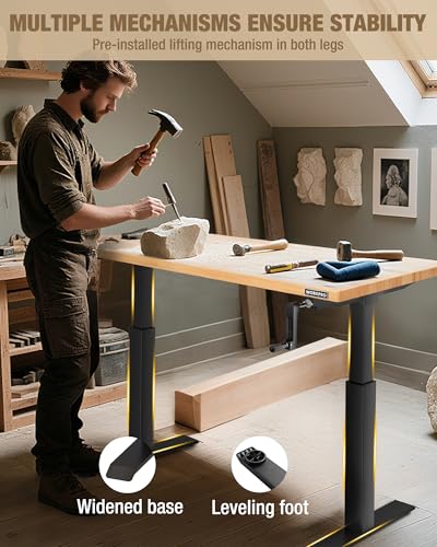 Image of WORKPRO 47.2 inch x 23.6 inch Adjustable Workbench with Crank Handle, Rubber Wood