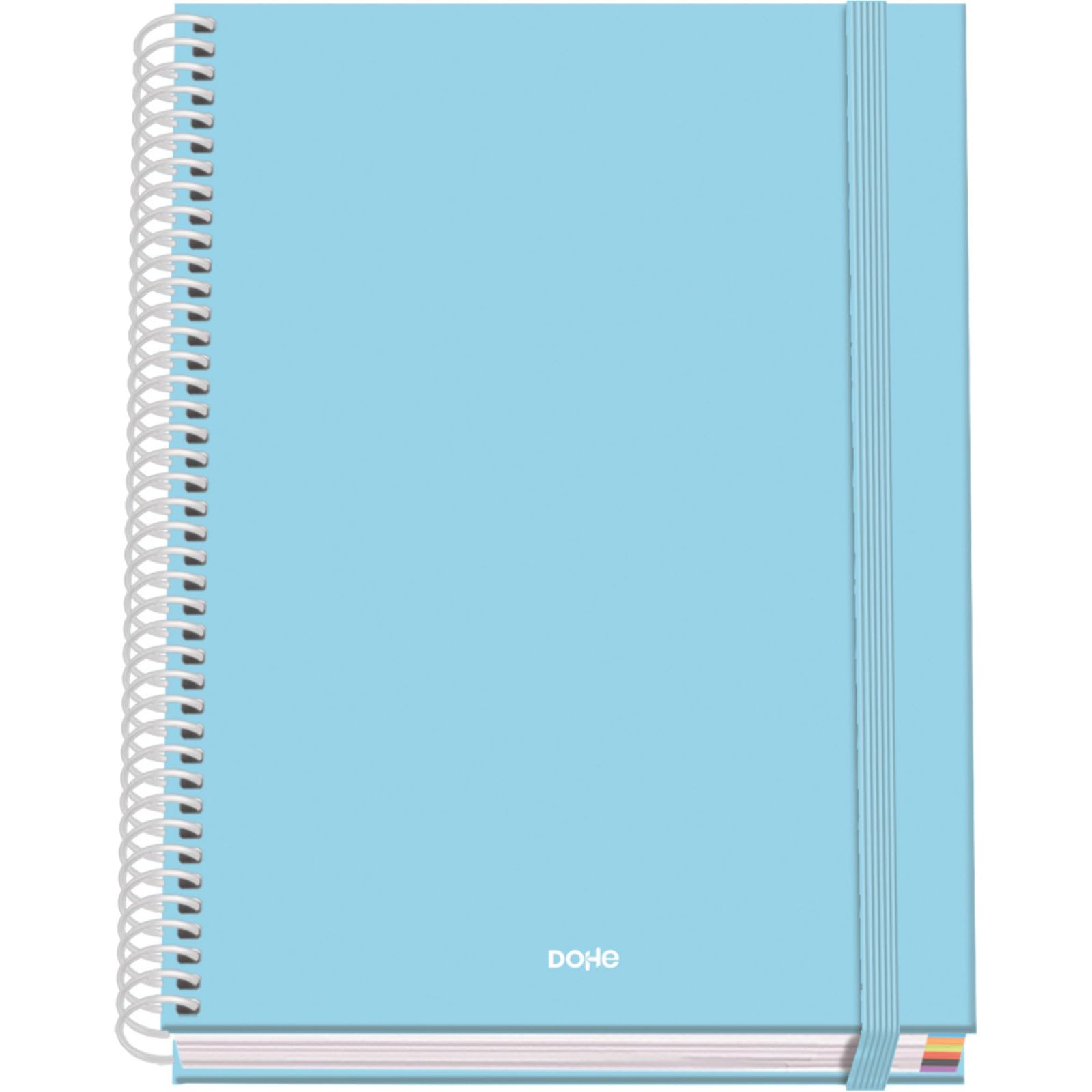 DOHE - A5 Squared Notebook – 100 Sheets, 90 gsm, Size 16.2x21 cm, Hard Cover, Ring-Bound with Elastic Closure, 5 mm Grid, School Supplies – SERENITY Blue