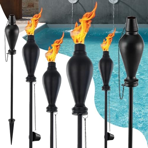 Tesrago Metal Citronella Torches Outdoor,6 Pack,60 Inch