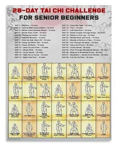 Tai Chi Practice Sequence Art Poster Canvas Wall-Art for and Home Space Decor(Framed,16x24inch(40x60cm))