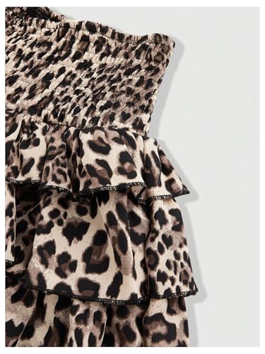 Floerns Women's Plus Size Y2k Cheetah Skirts High Waisted Ruffle Hem Layered Mini Skirt4