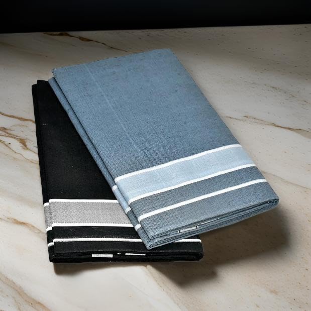 Set of 2 Men's Cotton Dhoti/Kerala Style Dhoti, 2.0 Meter2