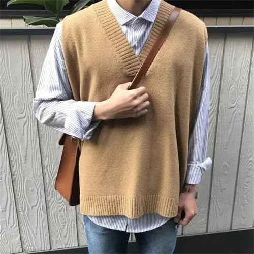 Men's Knit Sweater Vest V-Neck Sleeveless Pullover Winter Open Front Casual Sweater3