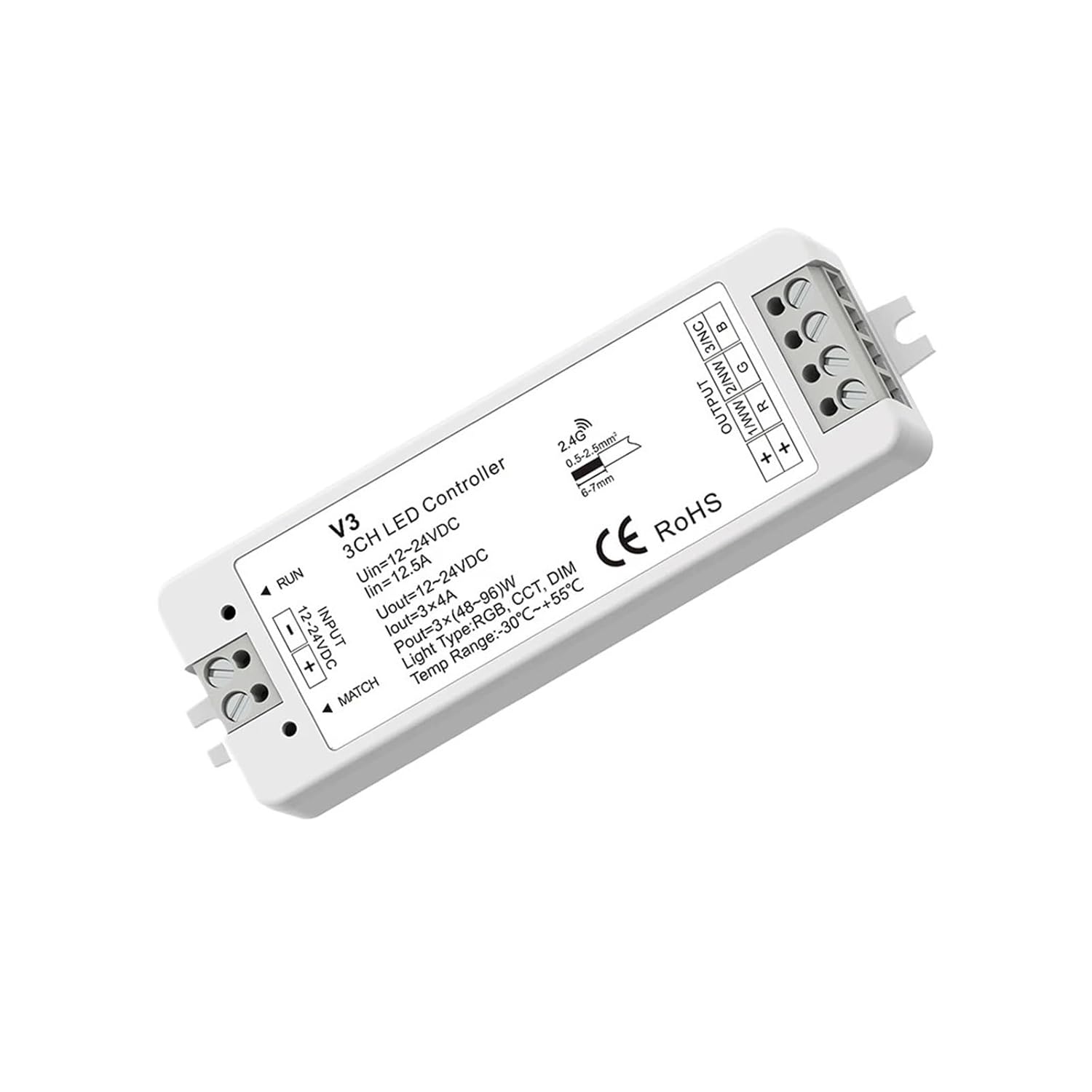 Smart T24 86 Wall Mounted 2.4GRF 4Zone RGB/RGBW Glass Panel Touch PWM Remote Control Dimming Controller for LED Strips/COB(T24-B)