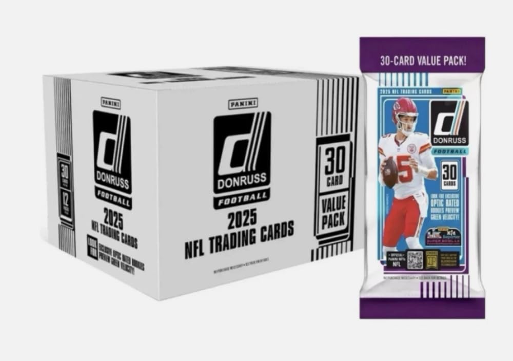 Panini 2025 Donruss NFL Football Factory Sealed Cello Value Box 12 Packs of 30 Cards. Chase the highly sought after Downtown Inserts