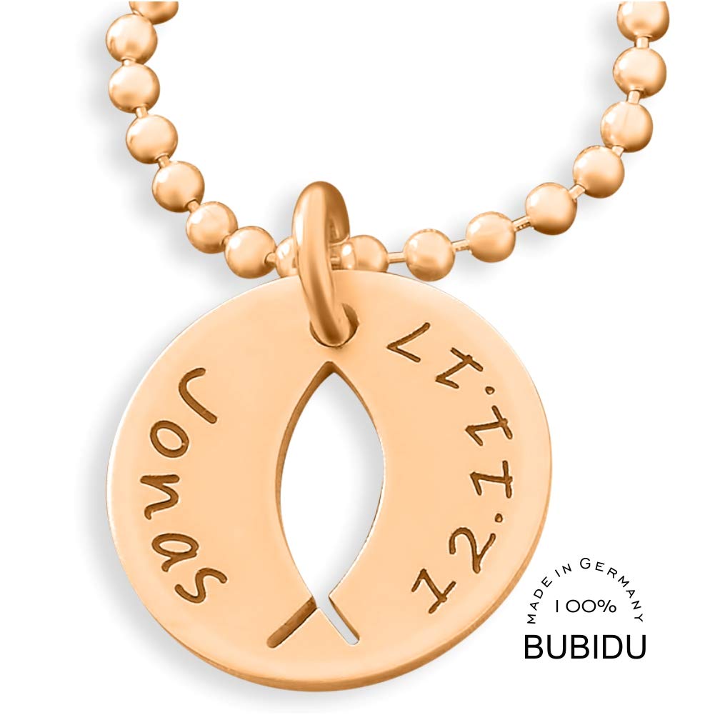 Namenskette 925 Silber rosegold mit Gravur Taufkette Taufe Ichthys Taufschmuck Heilige Taufe Kinderschmuck | HANDMADE IN GERMANY