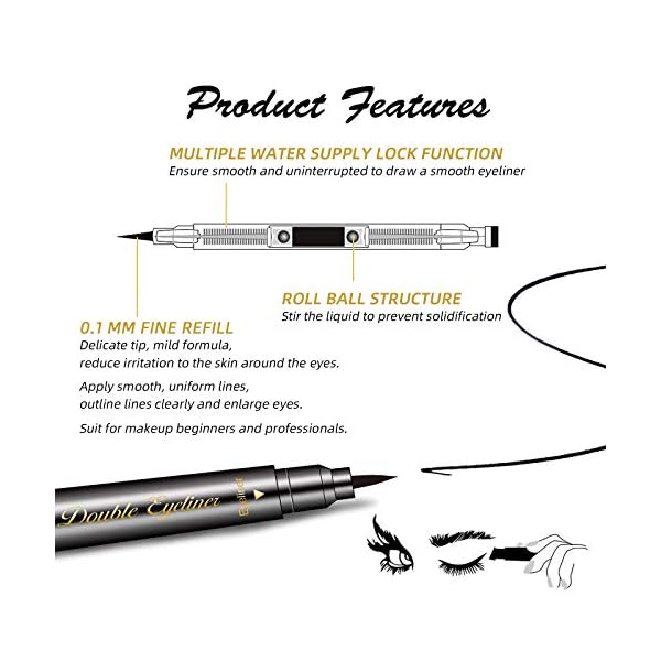 LOKFAR-6-Pcs-Double-headed-Liquid-Eyeliner-Stamp-Pen-Set-Eye-Liners-for-Women-Waterproof-Eyeliner-Pencil-Black-Eye-liner-Stencils-Long-Lasting-Tattoo-Makeup-Triangle-Star-Moon-Heart-Flower-Smiley LOKFAR 6 Pcs Double-Side Liquid Eyeliner Stamp Pen Set, Eye Liners for Women Waterproof Eyeliner Pencil Black Eye-liner Stencils Long-Lasting Tattoo Makeup-Triangle,Star,Moon,Heart,Flower,Smiley