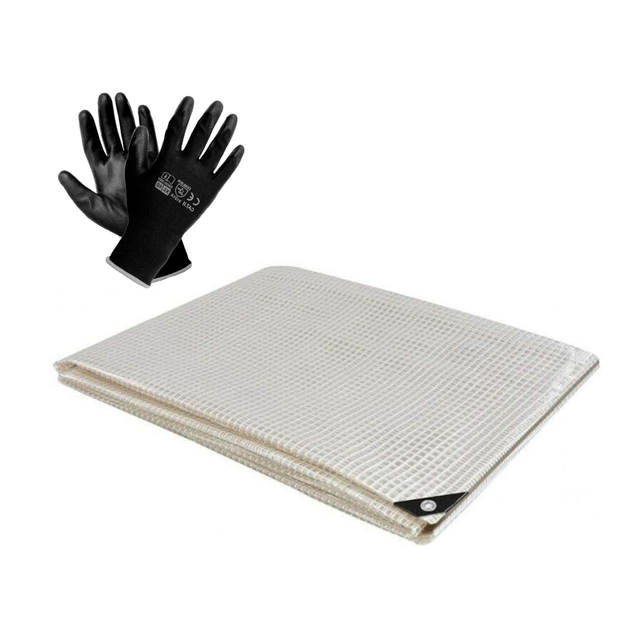 3 x 5 m Heavy-Duty Tarpaulin Cover - Clear 100GSM - Waterproof, Weatherproof, Frost-Resistant, UV Protection, Multipurpose, Universal Groundsheet and Pair of Work Gloves