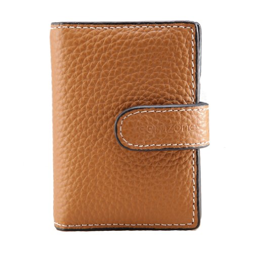 Teemzone RFID Bloque Cartera de Hombre Piel Marrón con Monedas Bilsillo