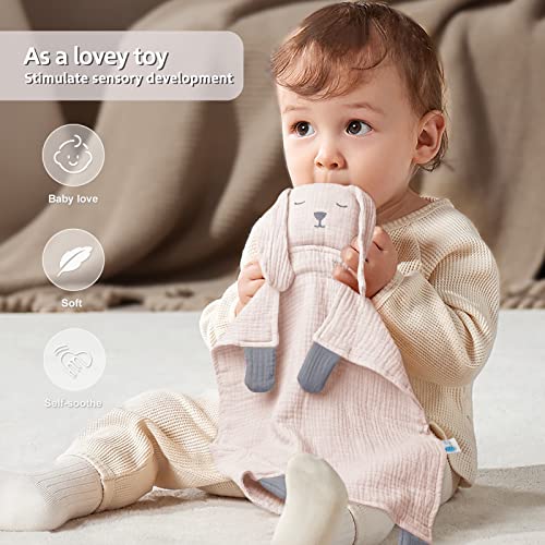 Image of lulumoon Puppy Security Blanket: Skin-Friendly Muslin Lovey for Travel & Daycare - Snuggle Lovie for Self-Soothe
