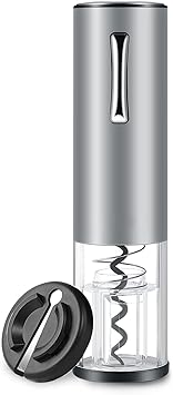 Rechargeable Stainless Steel Electric Corkscrew, Professional Electric Bottle Opener with Iamine Removal Device and Micro USB Charging Cable