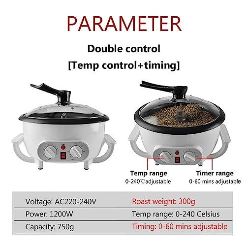 Padeiro De Grãos De Café Elétrico Doméstico, Com Temporizador E Temperatura De 0-240 ℃ Ajustável, 0-
