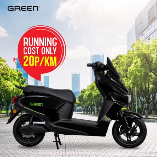 Image of Green Polo Low Speed Electric Scooter Non RTO with Portable Charger (80 KM - Black)