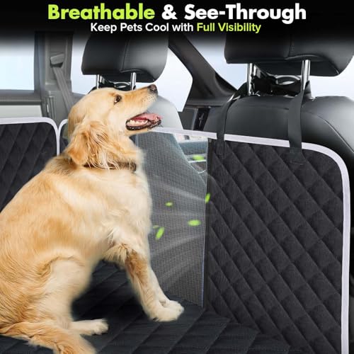 Meolsaek Car Seat Cover for Dogs, Non-Slip Dog Hammock for Car Back Seat, with Mesh Window Scratch Proof Nonslip Back Seat Protector for Trucks SUVs Most Cars (Black) - Image 3
