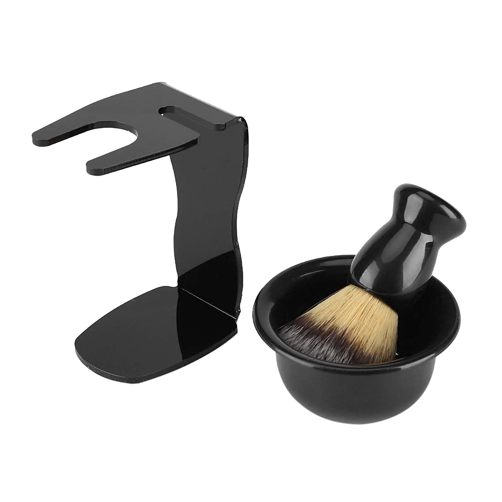 Juego de Afeitado, Soporte de Resina ABS para Afeitar Madera para Hombres, Soporte para Afeitar, Cuenco de acrílico, Juego de brochas con maquinillas de Afeitar manuales