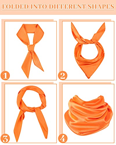 Jecery Orange Silk Head Scarf Large Square Long Neck Halloween Costume Scarf Satin Handkerchief Retro for Women Man3