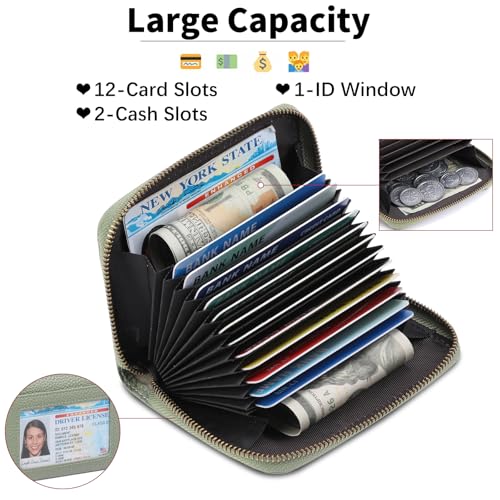 Image of SENDEFN Leather Wallet Women RFID Blocking Small Compact Wallets Credit Card Holder with ID Window
