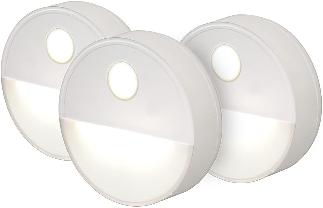Proxinova Stick On Lights, PIR Motion Sensor Lights Indoor - 3 Pack - No Sleep Disturb, Wireless Battery Powered LED Night Light for Bathrooms, Cupboards, Stairs Lights with Motion Sensor, Easy Fit