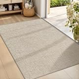 LEKEEPGO Ultra Thin Indoor Door Mat 24"x36", Non Slip Door Mat, Khaki | Low-Profile, Rubber Backing, Absorbent Door Mat Indoor Entrance, Washable Welcome Doormats Dirt Trapper Entry Front Floor Mat
