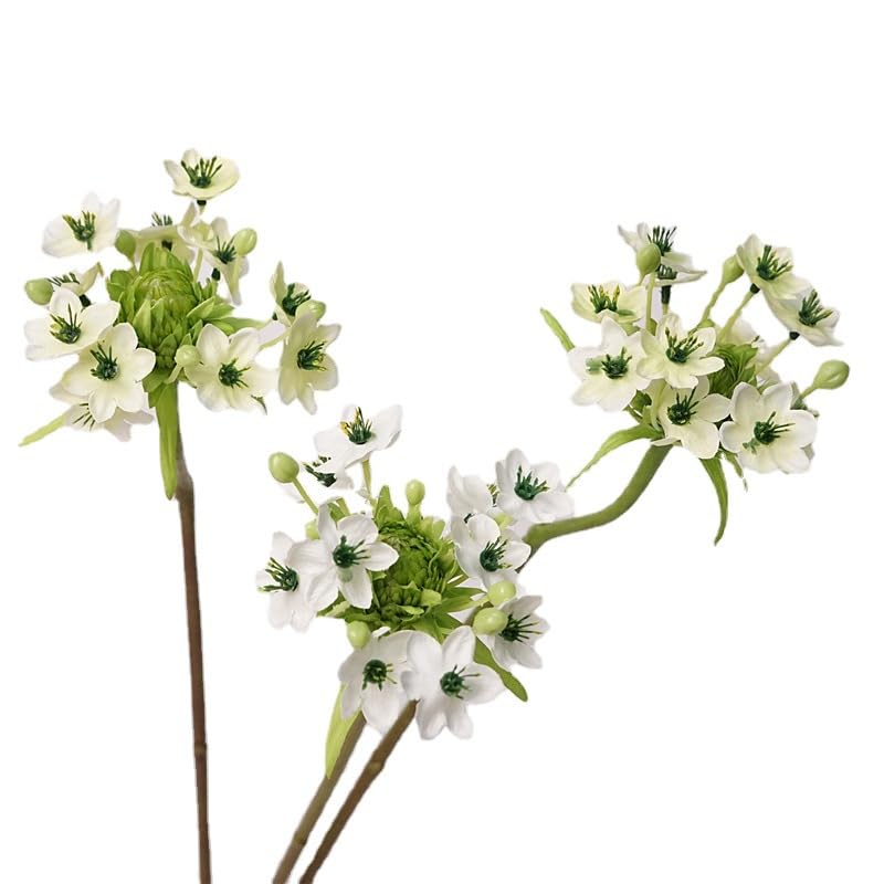 3 PCS Artificial Flowers Star of Bethlehem Silk and Plastic Flower for Wedding Home Bedroom Decoration (White)