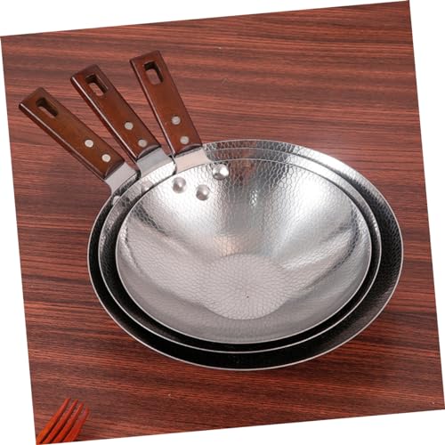 Wok de acero inoxidable 22 cm con mango de madera miniatura 6