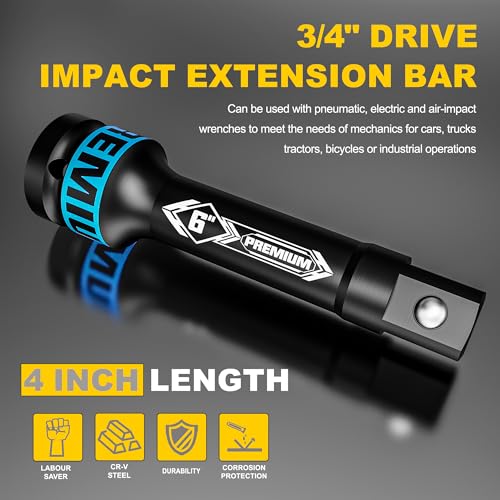 Image of 3 /4 inch Drive Impact Extension Bar, 6 Inch Length Socket Extension, CR-V Steel, Narrow and Deep Areas in Household Haintenance, Trucks Tractors Repair or Industrial Operations