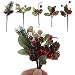 TRIEtree 20Pcs Artificial Berry Stems,Artificial Pine Picks, Mini Berry Pine Cone,Simulation Red Berries Branches with Green Leaves Decor for Christmas Tree Decoration
