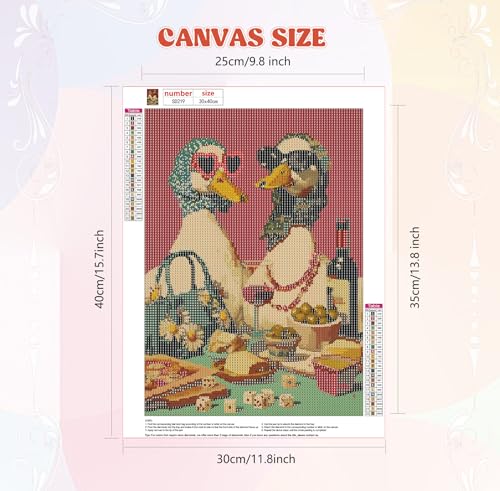 Image of QENSPE Diamond Art Kits for Adults, White Goose Diamond Painting Kits