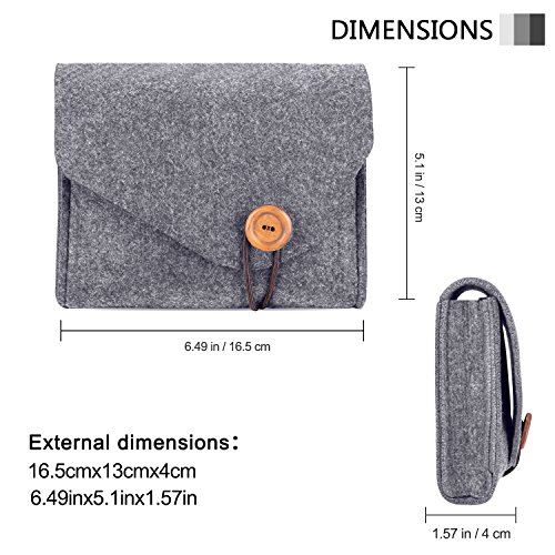 Procase Macbook Power Adapter Case Storage Bag, Felt Portable Electronics Accessories Organizer Pouch For Macbook Pro Air Laptop Power Supply Magic Mouse Charger Cable Hard Drive Power Bank –Gray #TOP1