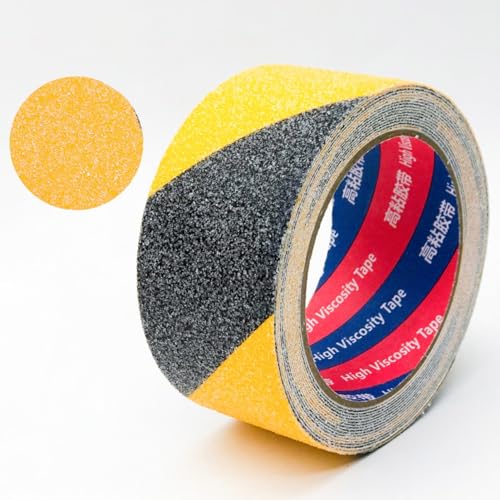 滑り止めの高い牽引力滑り止めトレッドベルト グリップテープ マルチカラー 2-6インチ x 16フィート ロール 階段スロープ用(A Black+yellow W 2in)