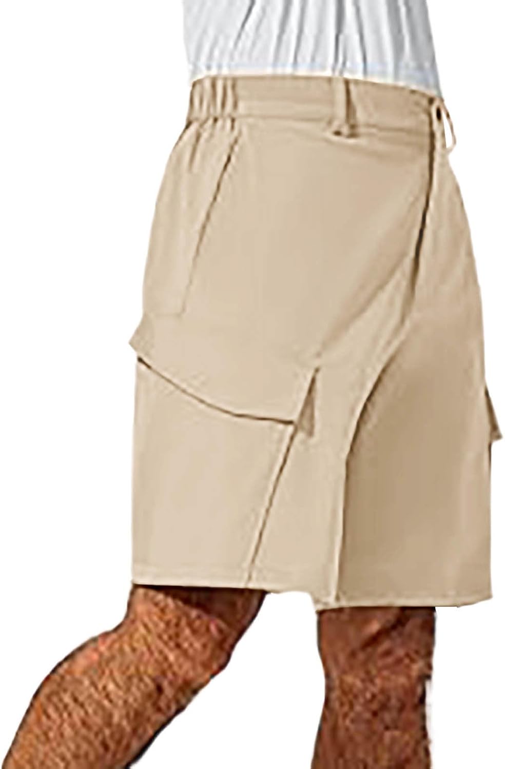 Men's Casual Cargo Shorts High Waist Summer Hiking Golf Stretch Shorts Wide Leg Casual Pants with Multi Pockets