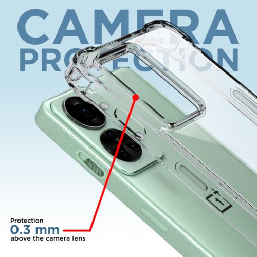 Image of Outlouders Back Cover for OnePlus Nord 2T 5G Clear Transparent PC + TPU Bumper Case with Raised Edges for Shockproof Protection (Transparent)