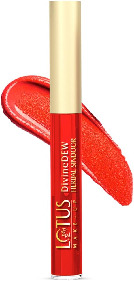 Lotus Makeup Divine Dew Herbal Liquid Sindoor Love Drop | Water & Smudge Resistant | Long Lasting | Non - Toxic | Mercury And Lead Free | Red | 8g