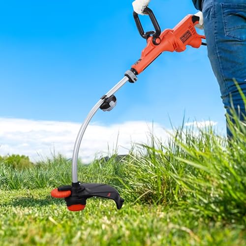 Image of BLACK+DECKER GL9035-GB Corded Electric Strimmer Grass Trimmer, 900 W, 7000 RPM, 35 cm with Wheel Edge Guide & Adjustable Second Handle for Heavy Duty Weed Cutting, 3.2 Kg