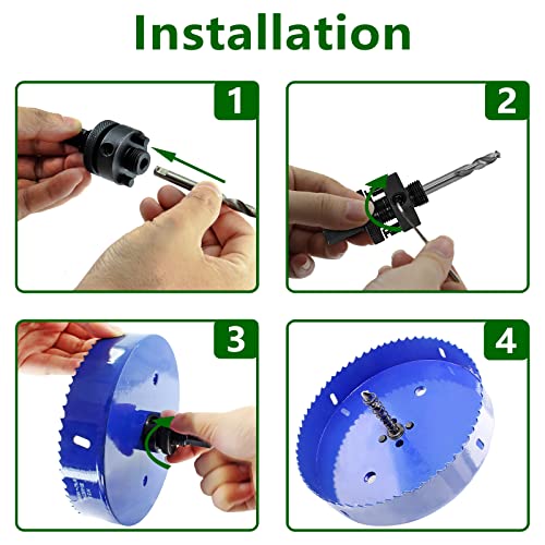 Image of Luomorgo 165mm /6 1 /2 inch Hole Saw with Arbor | 1 1 /4 inch Cutting Depth, HSS Bi-Metal, For Wood Cornhole Boards Plastic Drywall & Metal Sheet