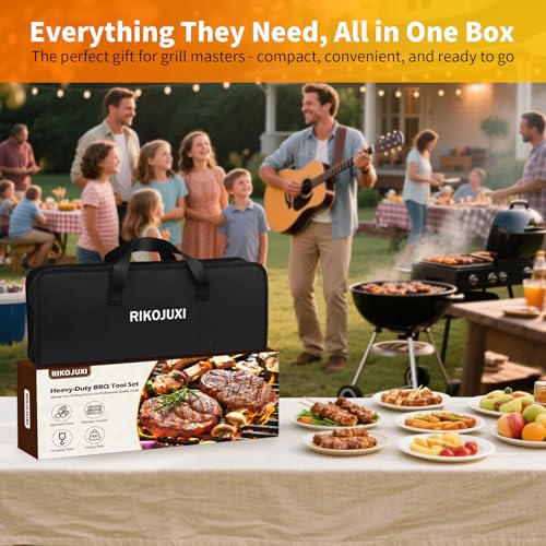 16 Inch Grilling Accessories Set, Heavy Duty Stainless Steel BBQ Accessories Tools and Grill Accessories for Outdoor Grill with Spatula, Fork, & Tongs - Grilling Gifts for Men Women Father - Image 3